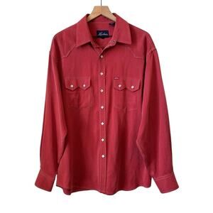 Lucchese Men’s Western Pearl Snap Long Sleeve Shirt Sz L Red Dual Sawtooth NFR